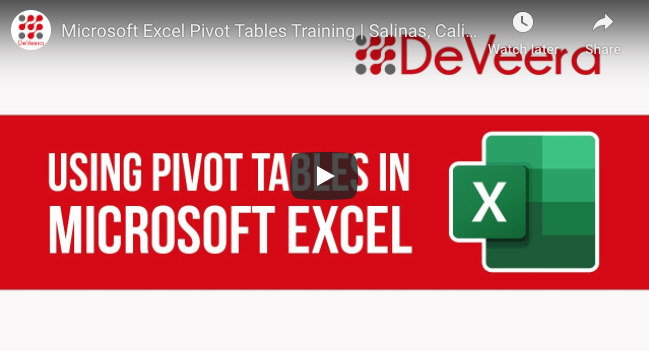 Microsoft Excel Pivot Tables Salinas